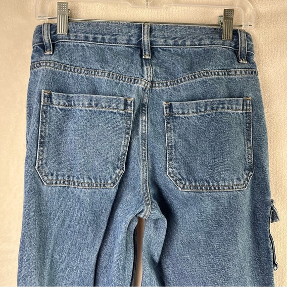 PacSun Jeans Womens Size 25 90's Baggy Wide Leg Cargo Multi-Pocket Mid Waist - Picture 6 of 10
